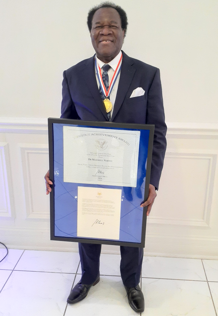 President Biden honored Dr. Maxwell Nartey with the President’s Lifetime Achievement Award