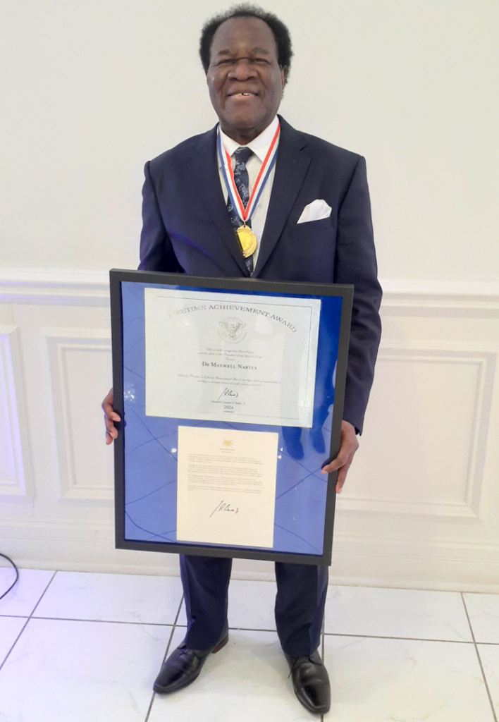 Dr. Maxwell Nartey receives President’s Lifetime Achievement Award from President Biden